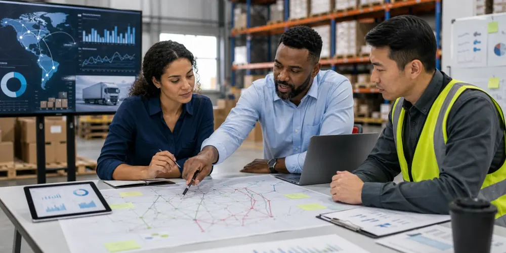 Team mapping a distribution network across regional routes