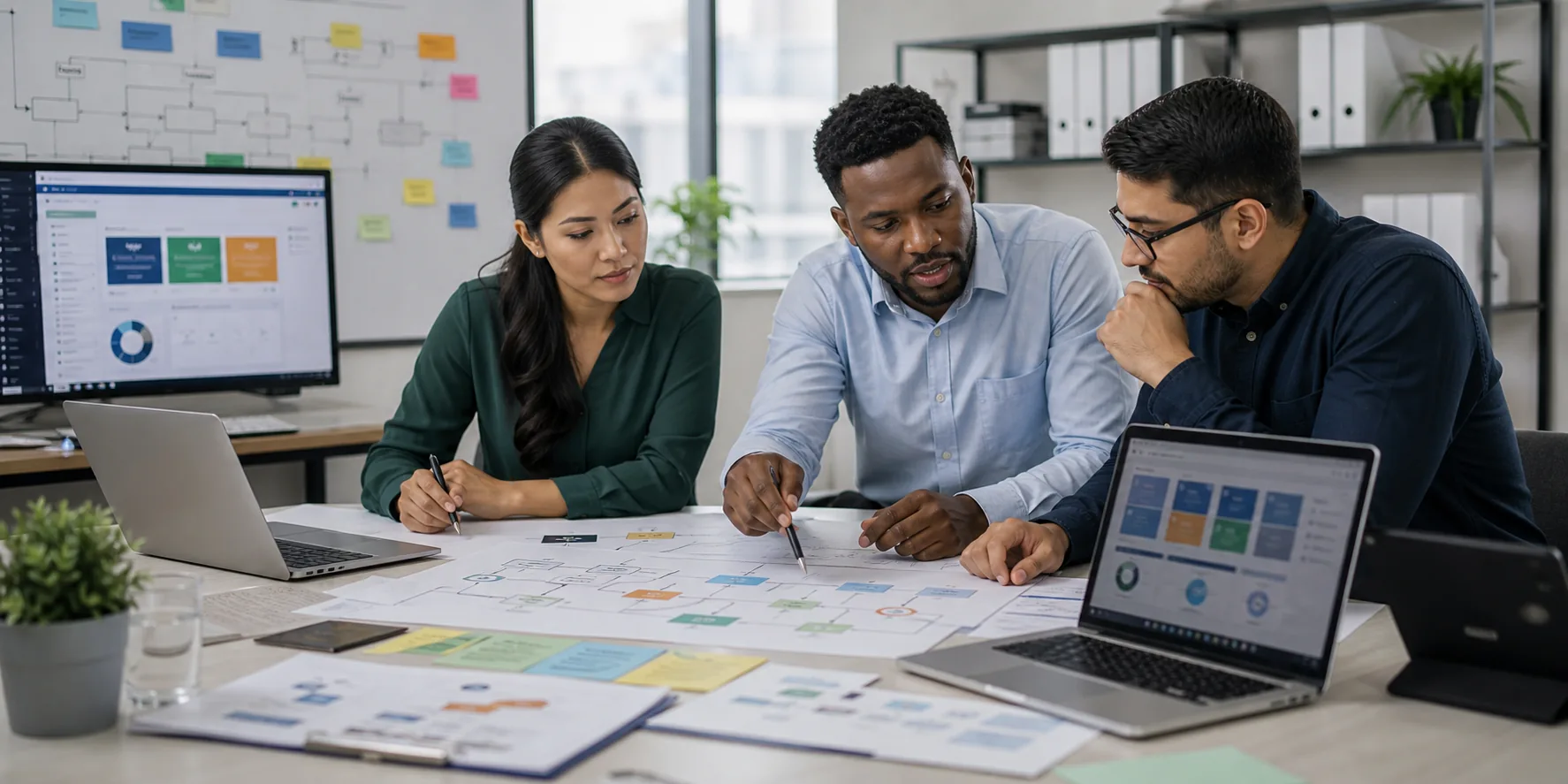 Implementation team aligning ERP configuration with business processes